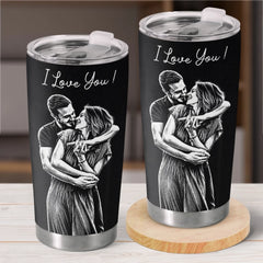 Custom Photo Tumbler - Personalized Anniversary Wedding Gifts For Husband And Wife. Him And Her - Better Together