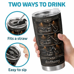 Custom Biker Tumbler - Personalized Birthday Gifts For Husband. Son. Grandson. Brother. Grandpa. Dad. Yourself - Live To Ride Ride To Live