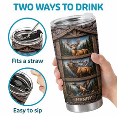 Custom Tumbler - Personalized Birthday Hunting Gifts For Hunters. Husband. Son. Grandson. Brother. Grandpa. Dad. Yourself - Born To Hunt And Explore