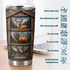 Custom Tumbler - Personalized Birthday Hunting Gifts For Hunters. Husband. Son. Grandson. Brother. Grandpa. Dad. Yourself - Born To Hunt And Explore