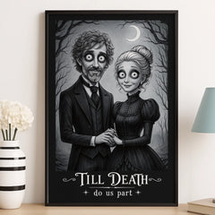 Custom Photo Vertical Poster - Personalized Halloween Anniversary Wedding Gifts For Husband And Wife. Him And Her - Shadows Of Endless Love