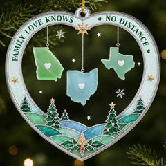 Custom Long Distance Acrylic Ornament - Family Ties Us Together