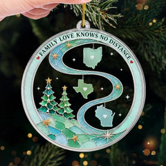 Custom Long Distance Acrylic Ornament - Our Hearts Are Connected