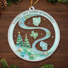 Custom Long Distance Acrylic Ornament - Our Hearts Are Connected