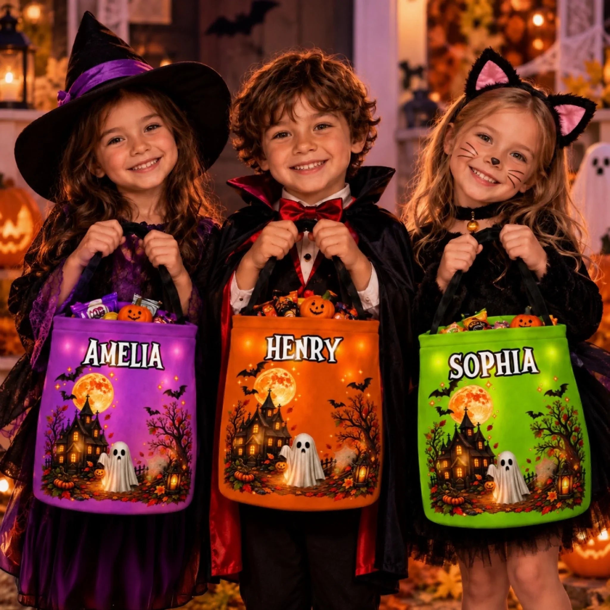 Custom LED Light Bucket Bag - Trick Or Treat Spooky