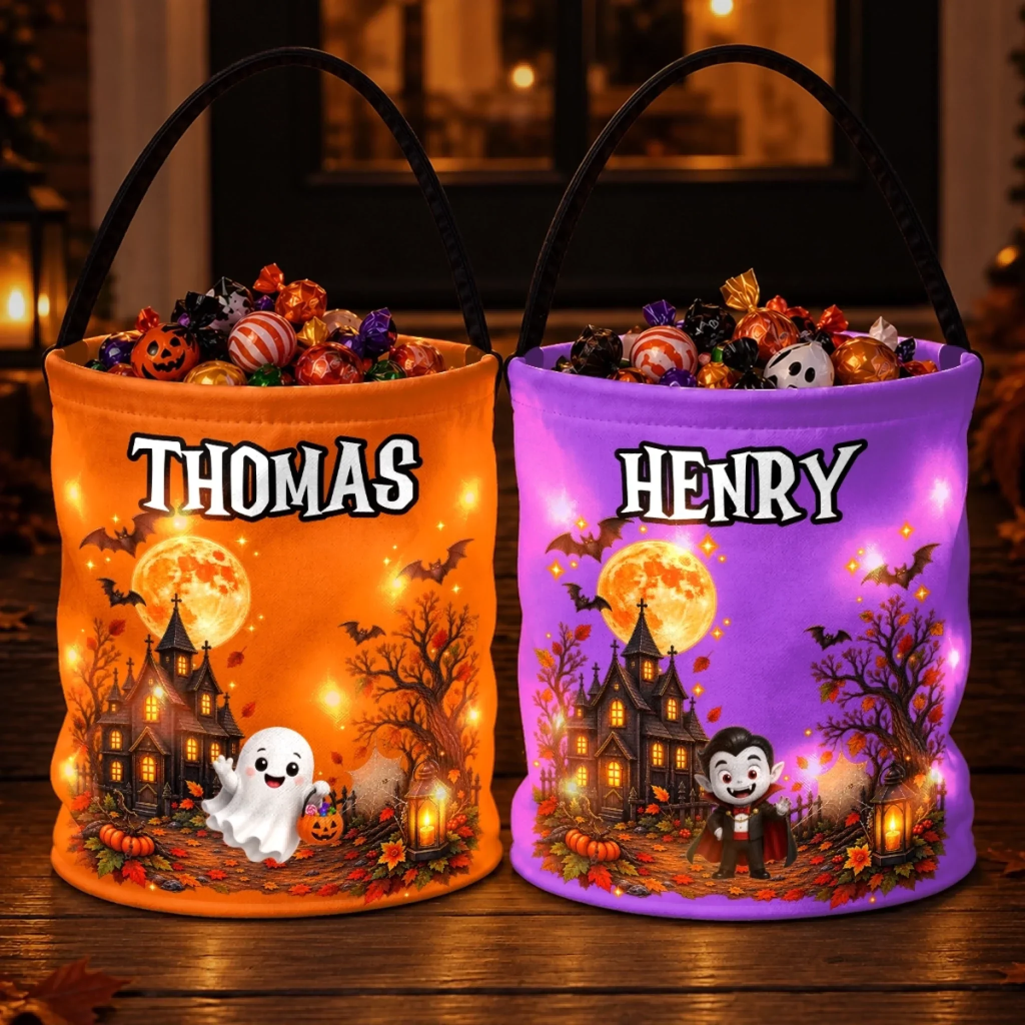 Custom LED Light Bucket Bag - Spooky Little Cutie