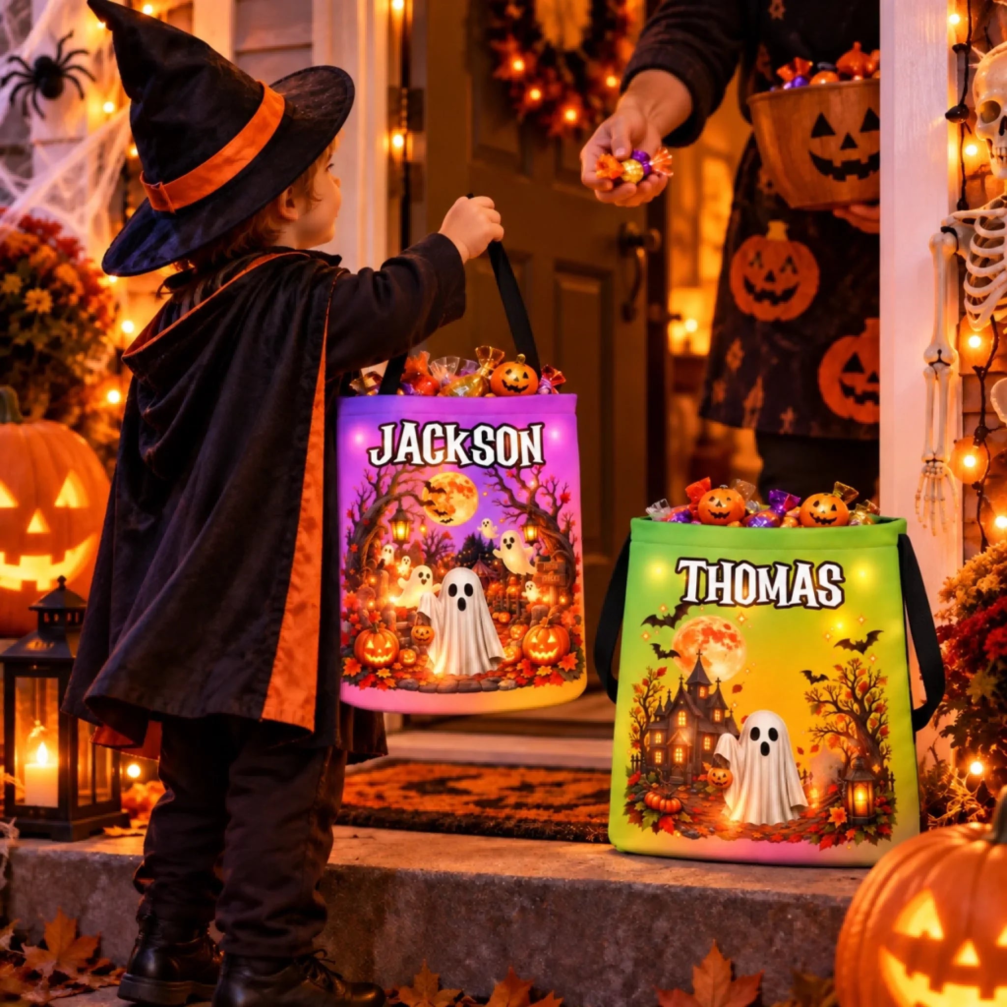 Custom LED Light Bucket Bag - Trick Or Treat Spooky