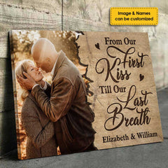 From Our First Kiss - Personalized Horizontal Canvas - Upload Image. Gift For Couples. Husband Wife