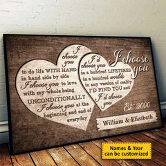 I Love You Unconditionally - Personalized Horizontal Poster - Gift For Couples. Husband Wife