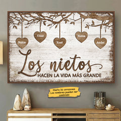 Los Nietos Hacen La Vida Más Grande - Personalized Horizontal Poster Spanish