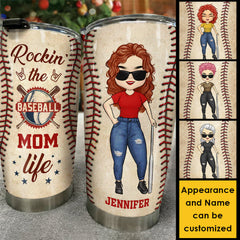 Rockin' The Baseball Mom Life - Gift For Mom. Personalized Tumbler