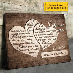 I'd Find You & I'd Choose You - Personalized Horizontal Canvas - Gift For Couples. Husband Wife