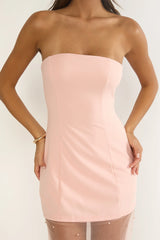 Coralie Sheer Pearl Hem Maxi Dress Peach