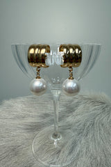 Sasha Drop Pearl Textured Studs