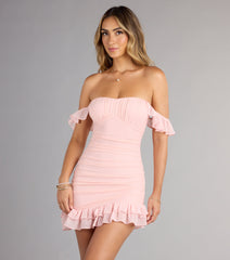 Can’t Resist Off-The-Shoulder Ruffle Mini Dress