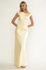 Tahlia Rae Mesh Waist Cap Sleeve Maxi Dress Butter