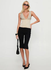 Briannah Contrast Corset Top Cream Polka