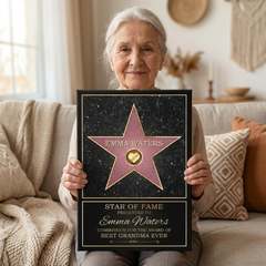 Dad Star Of Fame - Family Personalized Custom Vertical Canvas - Mother's Day. Father's Day Birthday Gifts For Mom. Dad
