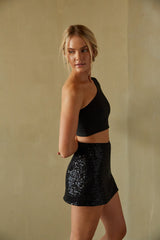 Kim High-Rise Sequin Mini Skort