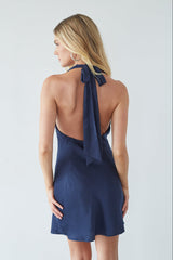 Libby Pleated Halter Mini Dress