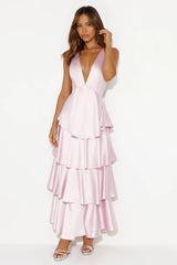 Party Of The Year Satin Maxi Dress Light Pink
