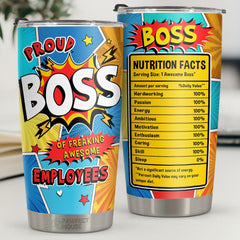 I'm A Proud Boss Of Freaking Awesome Employees - Tumbler - Coworker. Office. Employee Appreciation. Farewell Gift. Work Friend. Colleagues Friendship