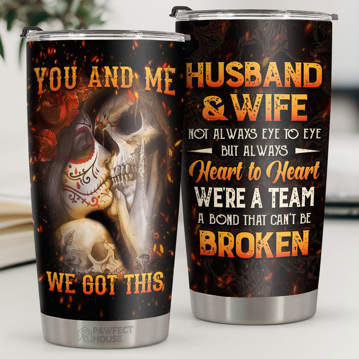 Husband Wife Not Always Eye To Eye But Always Heart To Heart - Tumbler - Gift For Couple. Husband Wife. Anniversary. Engagement. Wedding. Marriage Gift