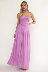 Novarra Twist Bust Strapless Maxi Dress Lilac