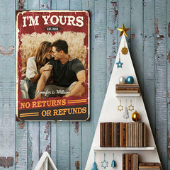 No Returns Or Refunds - Couple Personalized Custom Vertical Poster - Upload Image. Gift For Husband Wife. Anniversary