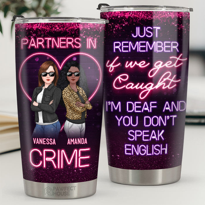 Bestie Neon Partners In Crime - Bestie Personalized Custom Tumbler - Gift For Best Friends. BFF. Sisters
