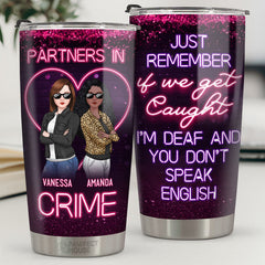 Bestie Neon Partners In Crime - Bestie Personalized Custom Tumbler - Gift For Best Friends. BFF. Sisters