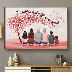 Grandparents & Grandkids Forever Linked Together - Family Personalized Custom Horizontal Poster - Gift For Family Members