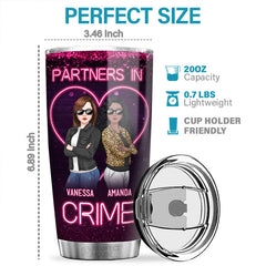 Bestie Neon Partners In Crime - Bestie Personalized Custom Tumbler - Gift For Best Friends. BFF. Sisters