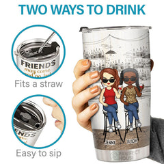 Friends May Come & Go. But Drunk Memories With Your Besties Last A Lifetime - Bestie Personalized Custom Tumbler - Gift For Best Friends. BFF. Sisters