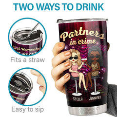 Partners In Crime - If We Get Caught. I'm Deaf & You Don't Speak English - Bestie Personalized Custom Tumbler - Gift For Best Friends. BFF. Sisters