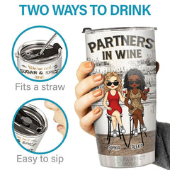 We're Made Of Sarcasm. Wine & Everything Fine - Bestie Personalized Custom Tumbler - Gift For Best Friends. BFF. Sisters