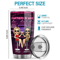 Partners In Wine. We're Made Of Sarcasm. Wine & Everything Fine - Bestie Personalized Custom Tumbler - Gift For Best Friends. BFF. Sisters