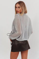 Kali Metallic Knit Cardigan Silver