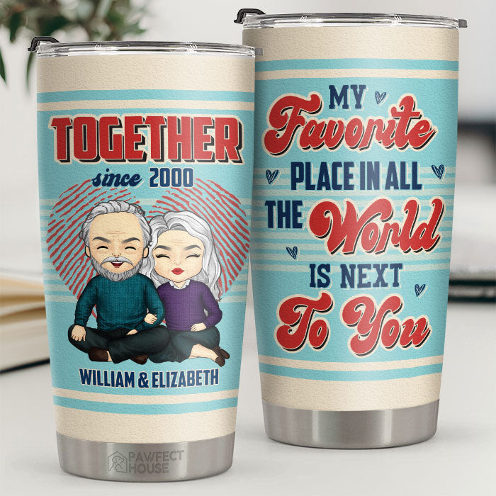 Next To You Since Year - Personalized Tumbler - Gift For Couple. Husband Wife. Anniversary. Engagement. Wedding. Marriage Gift