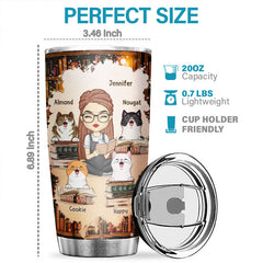 Just A Girl Who Loves Books & Cats - Personalized Tumbler - Gift For Cat Lovers. Cat Owners. Cat Gift. Gift For Pet Lovers