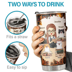 Just A Girl Who Loves Books & Cats - Personalized Tumbler - Gift For Cat Lovers. Cat Owners. Cat Gift. Gift For Pet Lovers