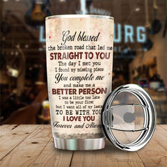 To My Wife. The Day I Met You I Found My Missing Piece - Gift For Couples. Personalized Tumbler