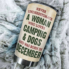 A Woman Loves Camping & Dogs - Personalized Tumbler - Gift For Camping Lovers. Gift For Pet Lovers