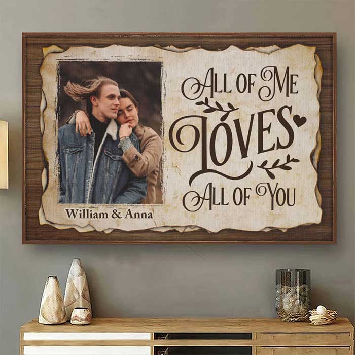 All Of Me Loves All Of You - Upload Image. Gift For Couples - Personalized Horizontal Poster