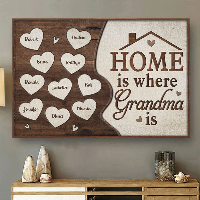 Home Is Where Mom Is - Gift For Mom. Grandma - Personalized Horizontal Poster