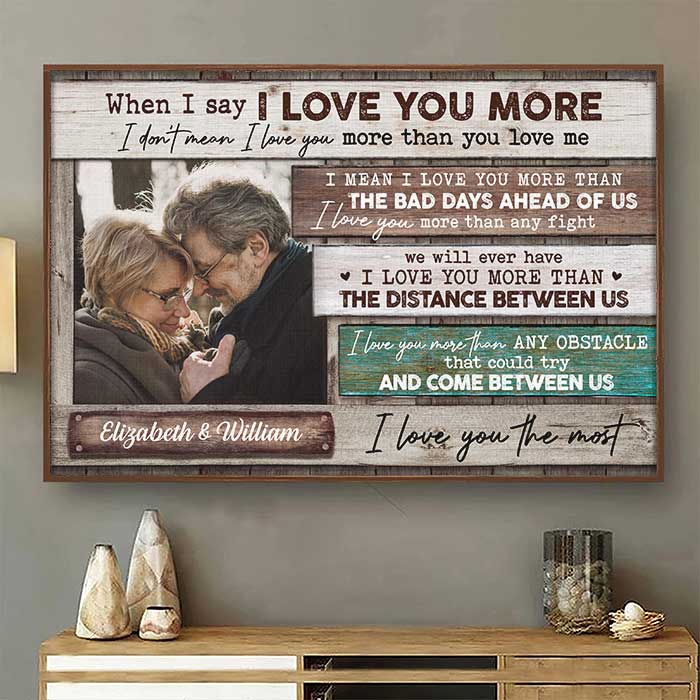 I Love You More Than Anything - Upload Image. Gift For Couples - Personalized Horizontal Poster