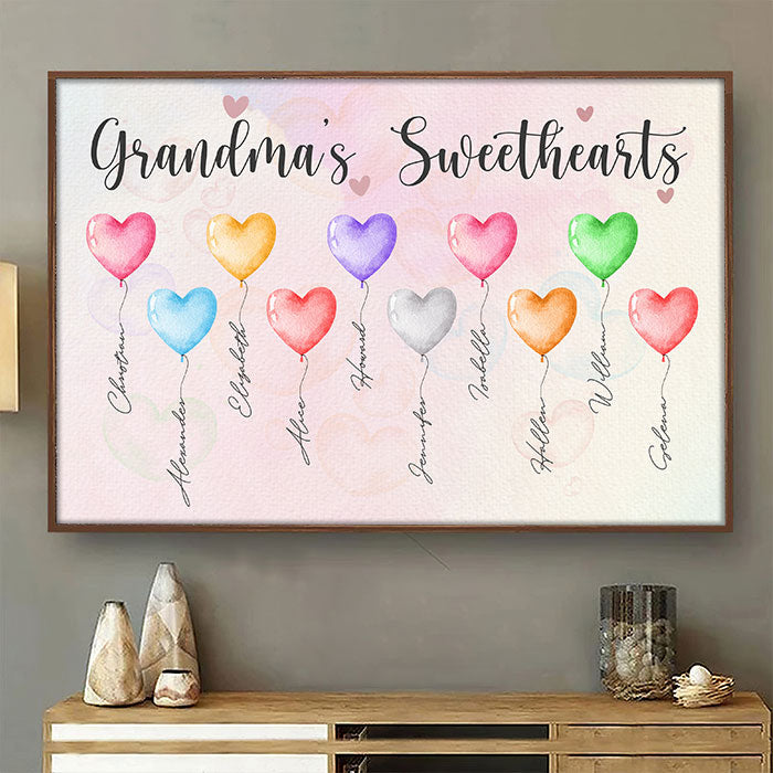 Grandma's Sweethearts - Gift For Grandma - Personalized Horizontal Poster