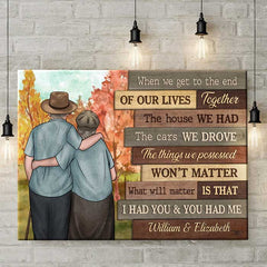 At The End Of Our Lives - Personalized Horizontal Canvas - Gift For Couples. Husband Wife
