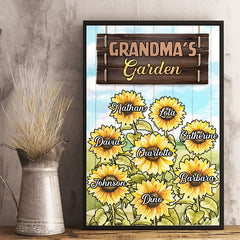 Grandma's Garden Sunflower - Personalized Vertical Poster