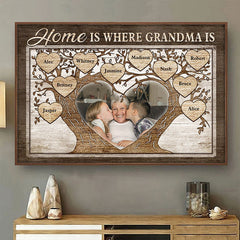 Home Is Where Grandma Is - Upload Image. Gift For Mom. Grandma - Personalized Horizontal Poster